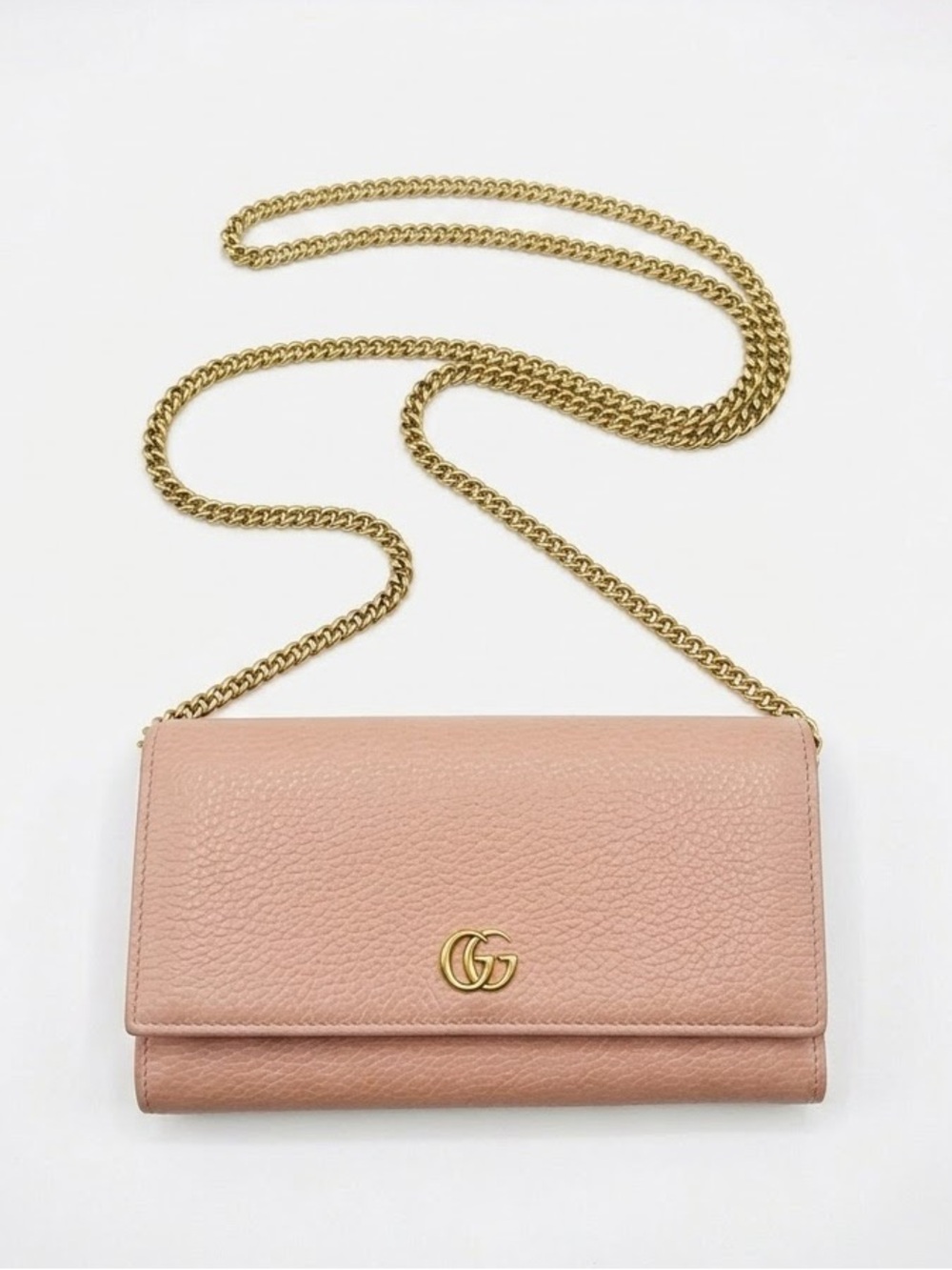 GUCCI | AUTHENTIC TEXTURED LEATHER WALLET ON CHAIN (WOC)